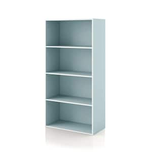 Quincy 46.85 in. Tall Stackable Light Blue Engineered Wood 4-Shelf Modern Modular Bookcase