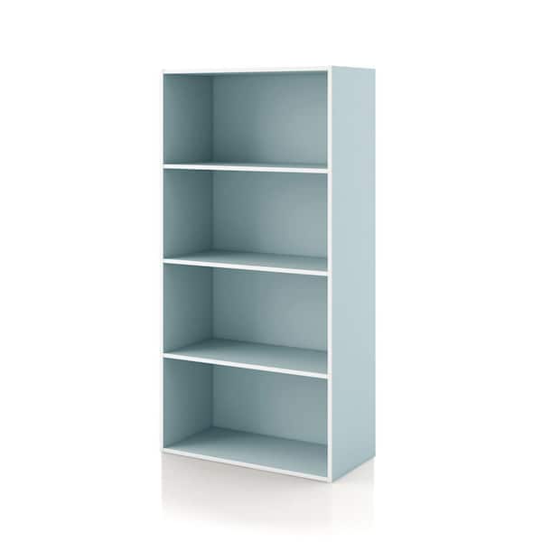 Furniture of America Quincy 46.85 in. Tall Stackable Light Blue Engineered Wood 4-Shelf Modern Modular Bookcase