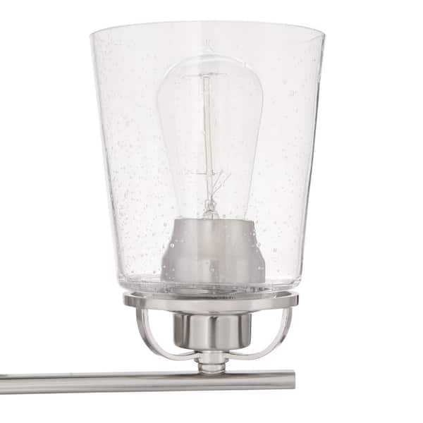 Inspiration 23.19 in. 3-Light Brushed Nickel Bathroom Vanity Light with Glass Shades Inspiration 23.19 in. 3-Light Brushed Nickel Bathroom Vanity Light with Glass Shades