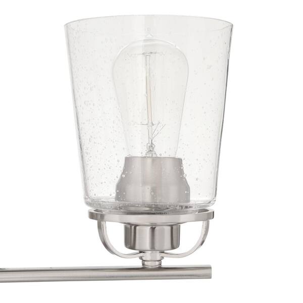 Inspiration 23.19 in. 3-Light Brushed Nickel Bathroom Vanity Light with Glass Shades Inspiration 23.19 in. 3-Light Brushed Nickel Bathroom Vanity Light with Glass Shades