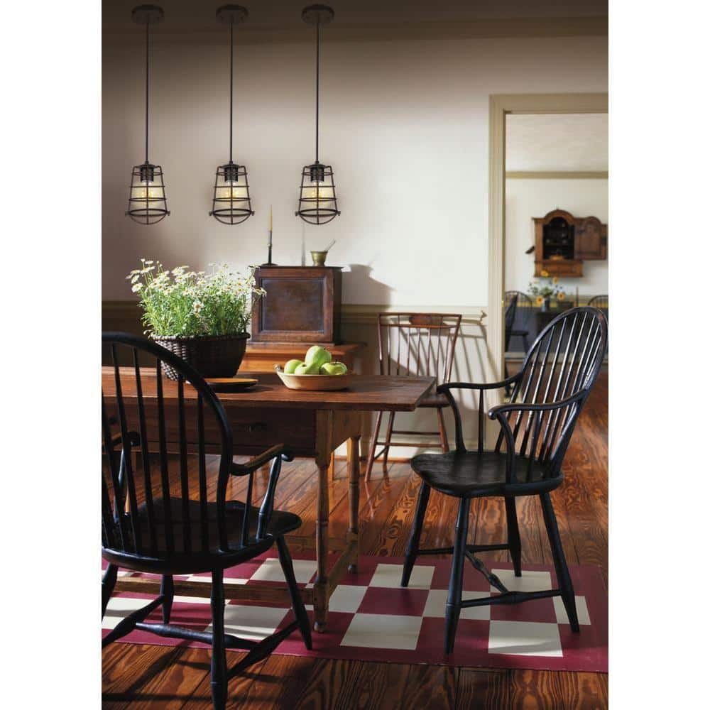Oil Rubbed Bronze Mini Pendant Light with Glass Shade