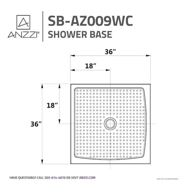 ANZZI Titan Base Series 36 in. L x 36 in. W Corner Shower Shower