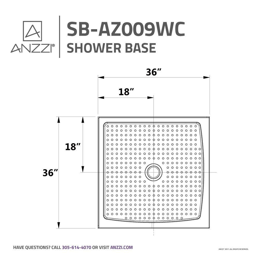Titan Series 36'' White Acrylic Square Shower Base