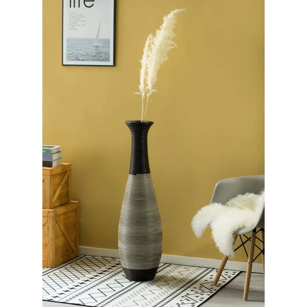Uniquewise Tall Trumpet Design Decorative Artificial Rattan Wire Pattern Floor Vase 40 inch High
