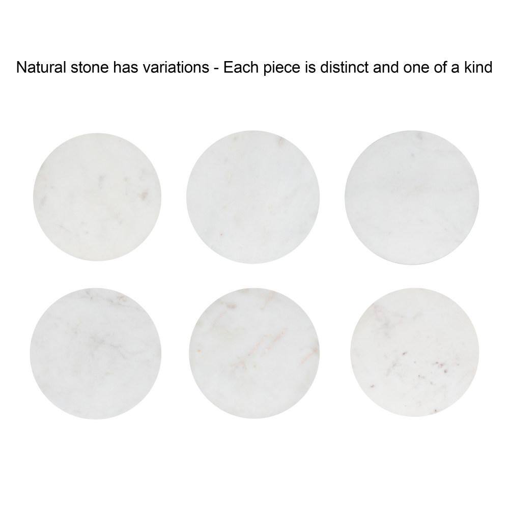 White Marble and Gold Round Drink Table, 10 x 22