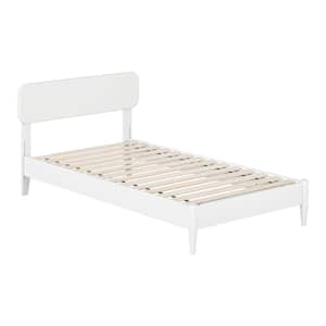 Florence White Solid Wood Frame Twin Low Profile Platform Bed