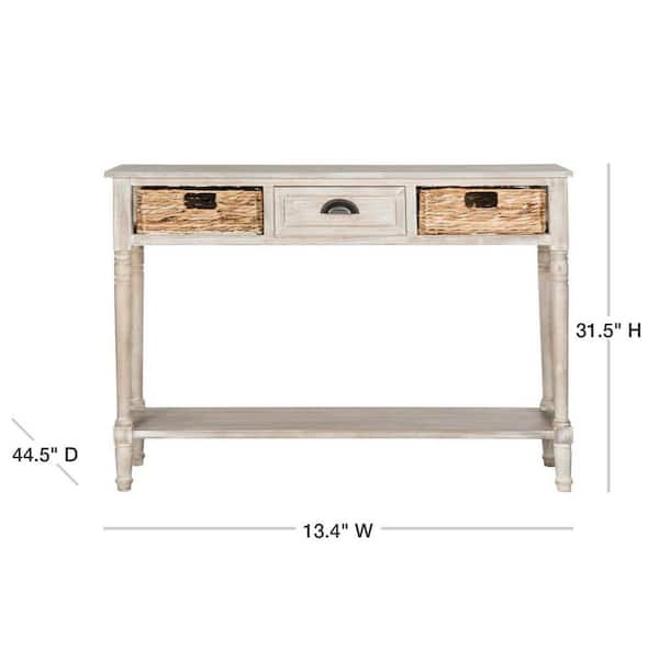Safavieh Christa 45 In Vintage White Standard Rectangle Wood Console Table With Drawers Amh5737e The Home Depot Safavieh Christa 45 In Vintage White, Vintage White Console Table With Drawers