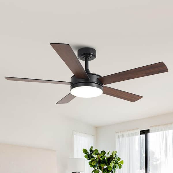 48 in. Indoor Modern Matte Black Ceiling Fan with Color Changing Integrated LED and Remote Control