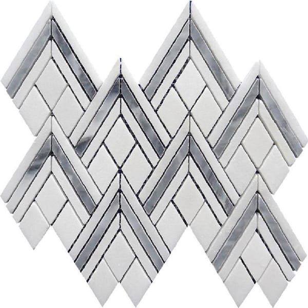 Apollo Tile Gray and White 4 in. x 5 in. Pike Peak Polished Marble Mosaic Tile Sample (0.13 sq. ft./Piece)