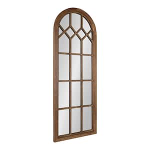 Gilcrest 47 in. x 18 in. Classic Arch Framed Rustic Brown Wall Accent Mirror