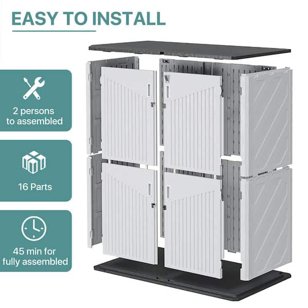 Sizzim 52 in. W x 30 in. D x 75 in. H White Resin Storage Shed