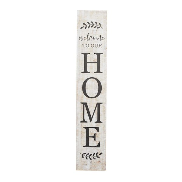 Litton Lane 12 in. x  63 in. Wood Beige Home Sign Wall Decor