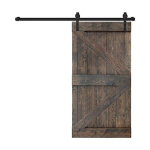 K Series 42 in. x 84 in. Smoky Gray Finished DIY Solid Wood Sliding Barn Door with Hardware Kit