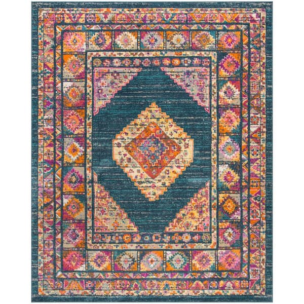 SAFAVIEH Madison Blue/Fuchsia 8 ft. x 10 ft. Area Rug