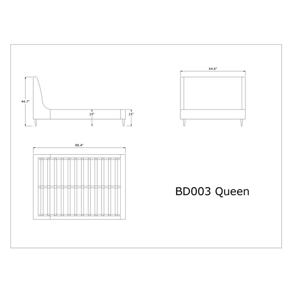 Queen Velvet Upholstered Wood Frame Bed with Headboard