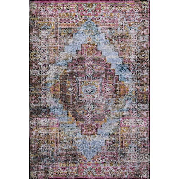 Mayfield Premium Machine Washable Abstract AMF2139 Pink 10 ft. x 14 ft. Area Rug