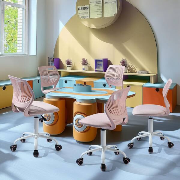 Homy Casa CARNAT Blush Pink Ergonomic Kids Desk Chair Adjustable