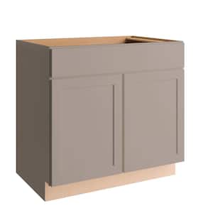 Courtland Shaker Assembled 36 in. x 34.5 in. x 24 in. Stock Sink Base Kitchen Cabinet in Sterling Gray Finish