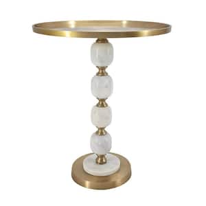 16.1 in. Gold/White Round Aluminum Side Table