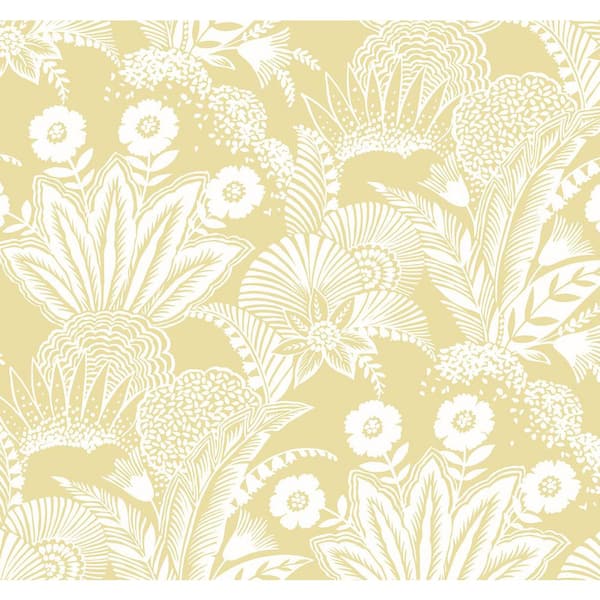 Seabrook Designs 60.75 sq. ft. Butter Suvi Palm Grove Nonwoven Paper Unpasted Wallpaper Roll