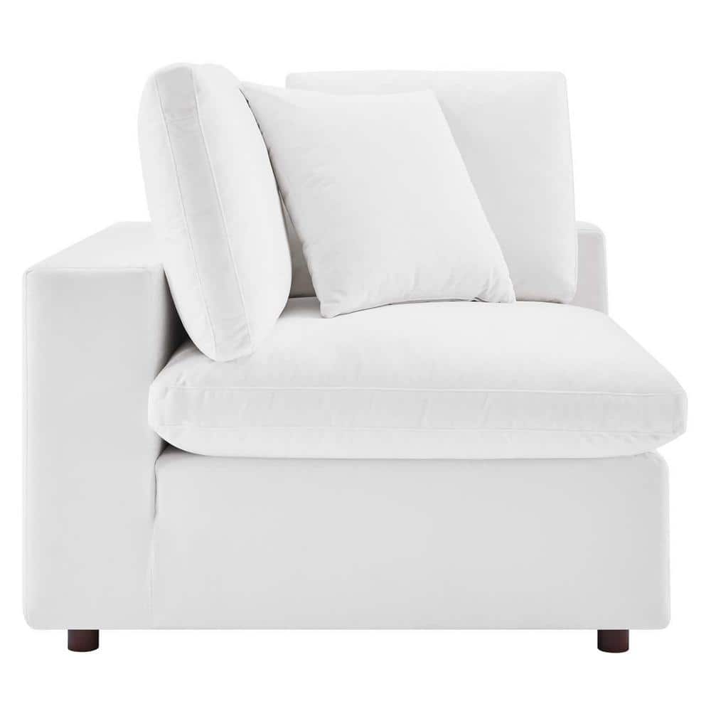 Luxurious White Velvet 4-Piece Sectional Sofa with Ottoman