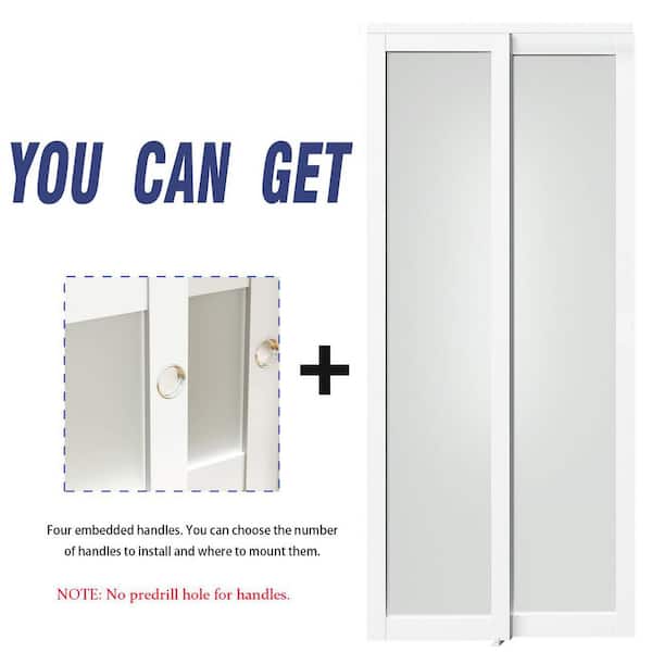 TENONER 120 in. x 80 in. MDF 1-Lite Mirror Sliding Door with