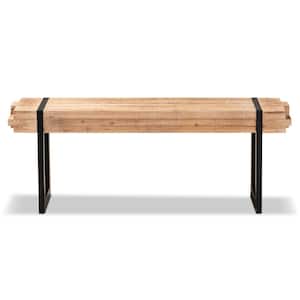 Henson Brown and Black Bench 17.7 in. H x 47.2 in. W x 11.8 in. D