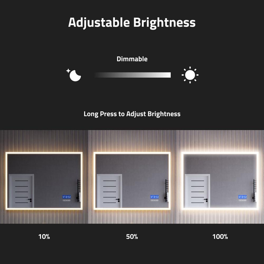 Rectangular Frameless LED Bathroom Vanity Mirror with Defogger