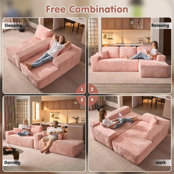 ふわふわ ページ L Allwex Verve 106 in. Wide Arm 2-Piece Modern Plush Corduroy Fabric