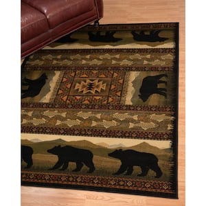 Affinity Black Bears Lodge 1 ft. 11 in. x 7 ft. 4 in. Area Rug