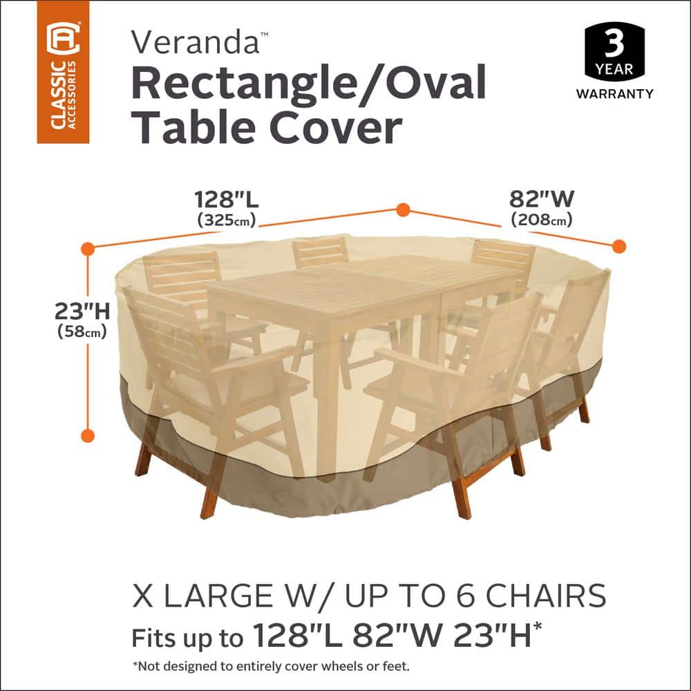 Extra Large Tan and Brown Polyester Patio Furniture Cover with Elastic Hem