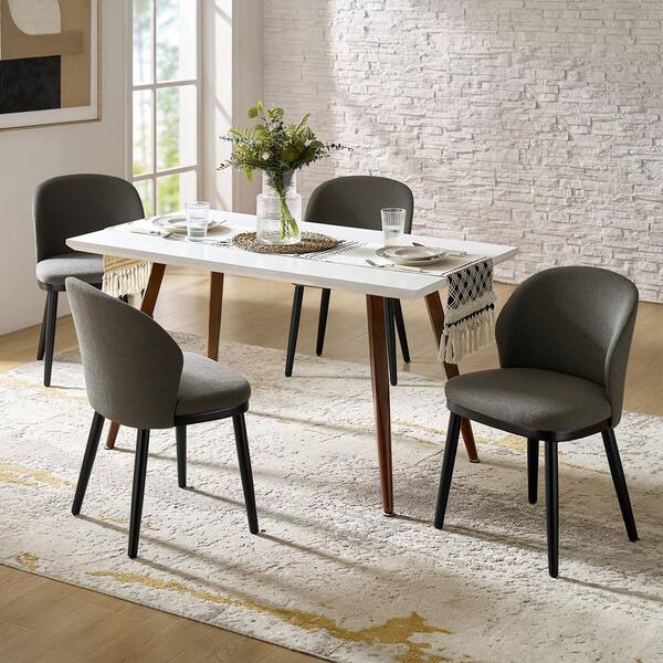 JAYDEN CREATION Holden Charcoal Modern Dining Chair with Solid Wood Legs Set-4