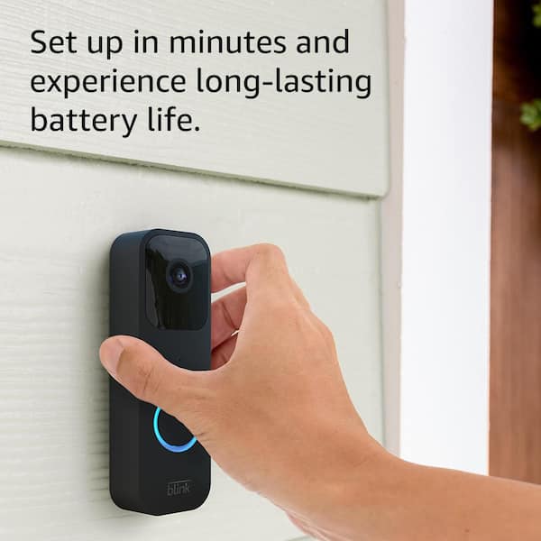 Blink Battery or Wired - Smart Wi-Fi HD Video Doorbell Camera in Black  B08SG2MS3V - The Home Depot