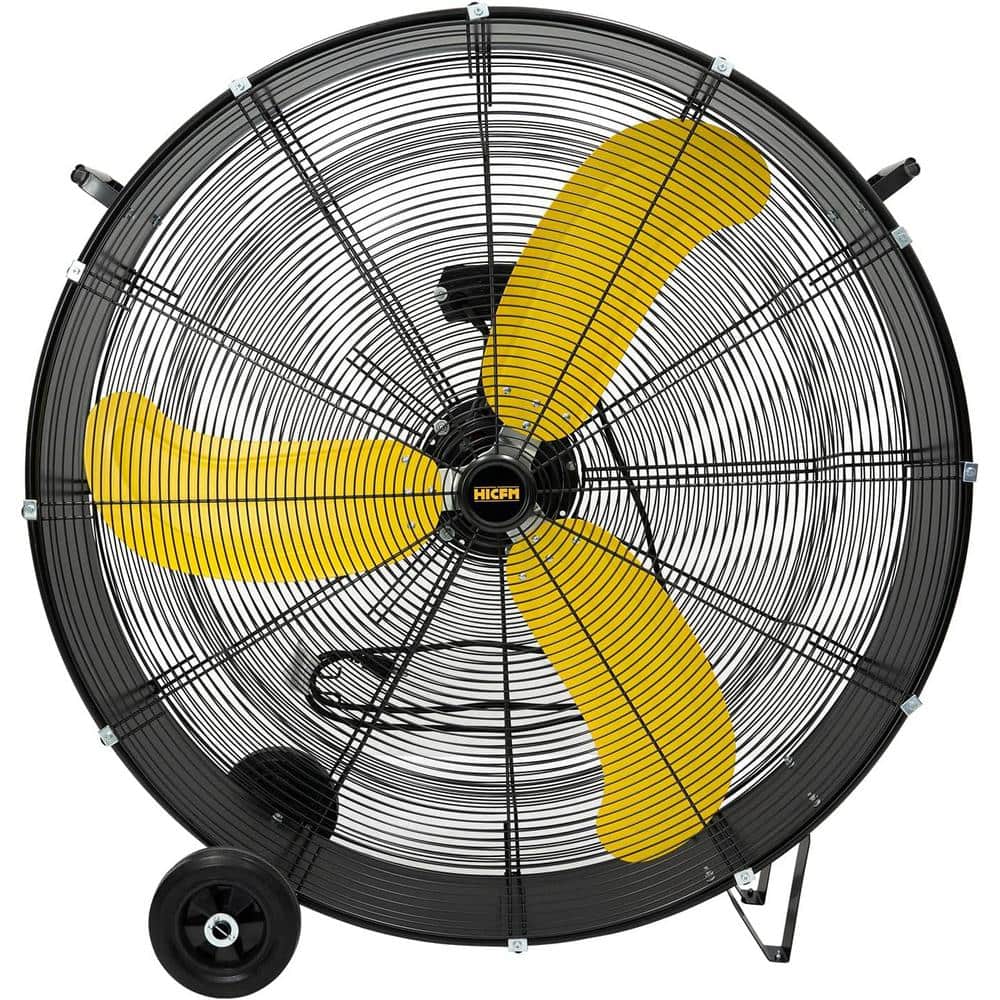 36 in. Industrial Drum Fan, 18600 CFM High Velocity Turbo Barrel Floor Fan with Casters Handle 9 ft. Cord in Yellow price history on PriceWatchPro