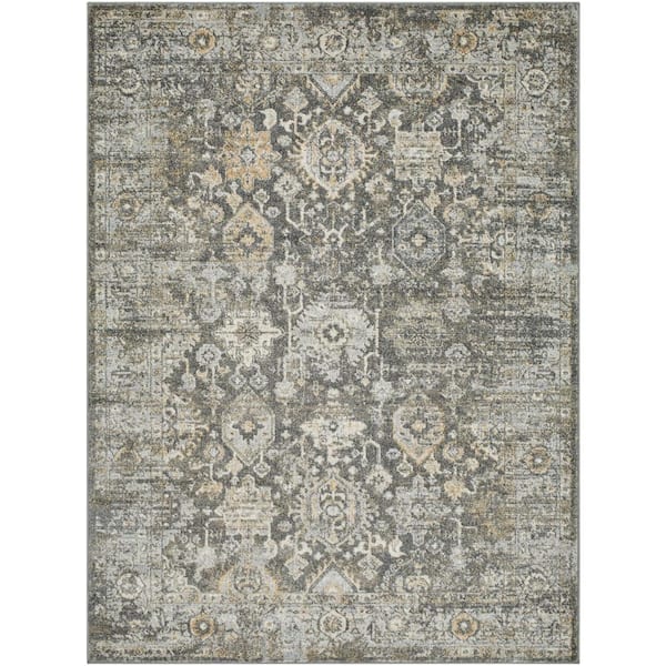 Livabliss Alpharetta Dark Gray Medallion 5 ft. x 7 ft. Indoor Area Rug