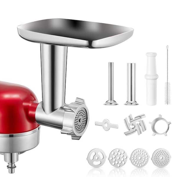 Stainless Steel Meat Grinder Attachment with 15-Pieces Accessories for Stand Mixers, Includes Plates and Tubes