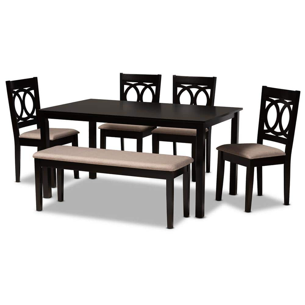 Baxton Studio Bennett 6 Piece Sand and Dark Brown Dining Set