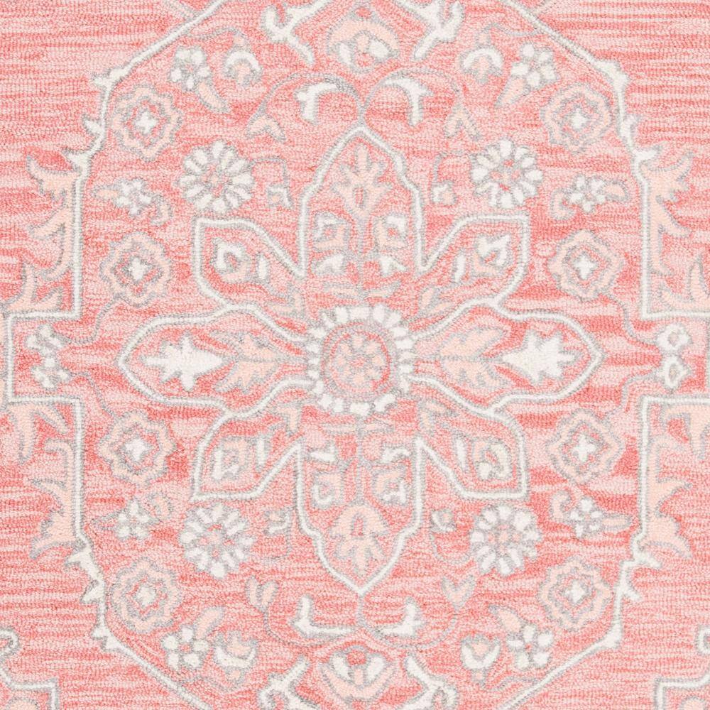 Handmade Pink and Ivory Wool Tufted Rectangular Area Rug 5' x 8'