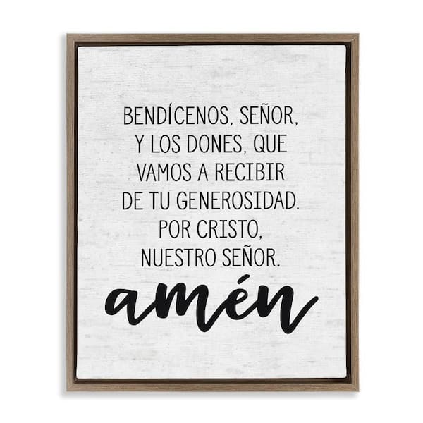 Stupell Industries Dinner Prayer by Lettered and Lined Brown Floater Frame Religious Graphic Art Print 21 in. x 17 in.