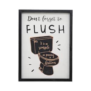 Don't Forget to Flush Wood Frame Burlap Printing Bathroom Decorative Sign