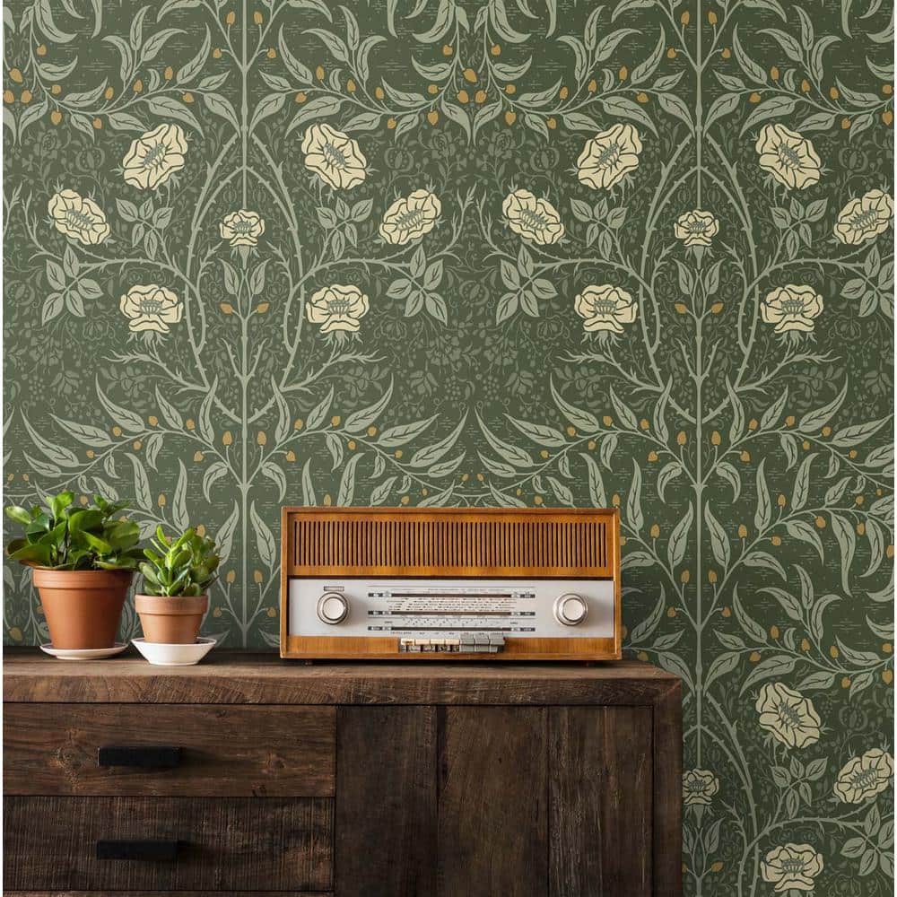Evergreen Floral Vinyl Peel and Stick Wallpaper