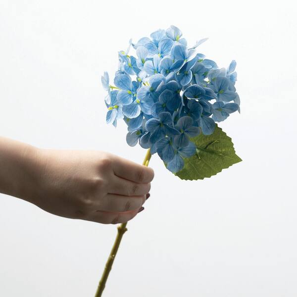 SULLIVANS 14.25 in. Blue Indoor Artificial Short Stem Hydrangea