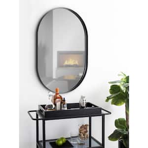 Rollo 30 in. x 20 in. Modern Oval Black Framed Decorative Wall Mirror