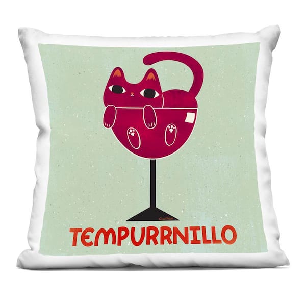 Stupell Industries Tempurrnillo Cat Wine Red Abstract Polyester 18 in. X 18 in. Throw Pillow