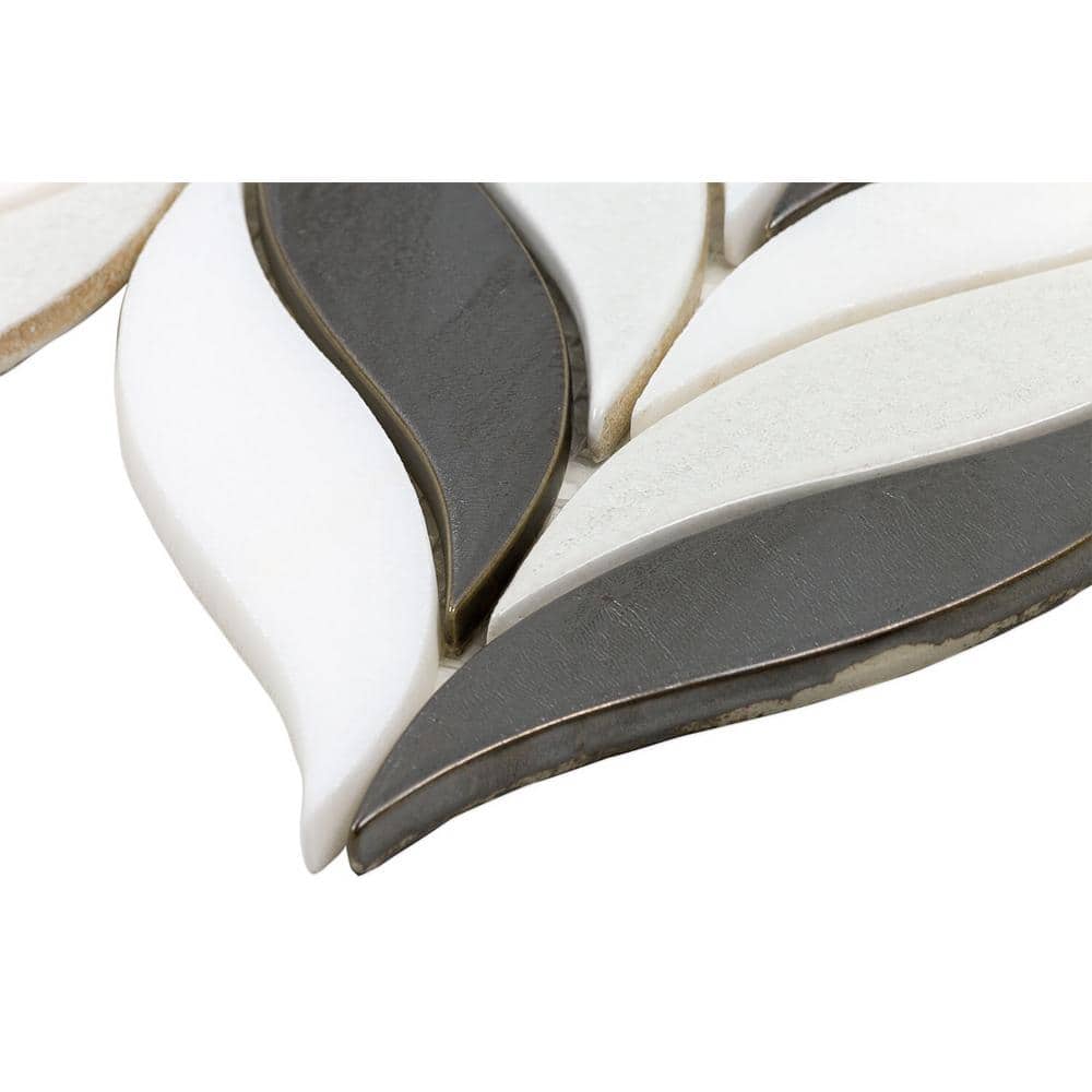 Gunmetal and White Ceramic Fish Scale Mosaic Wall Tile