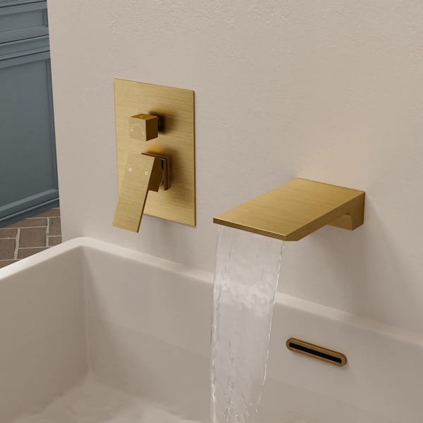 Classic Rain Single Handle 2-Spray Tub and Shower Faucet 3 GPM in. Brushed Gold Valve Included