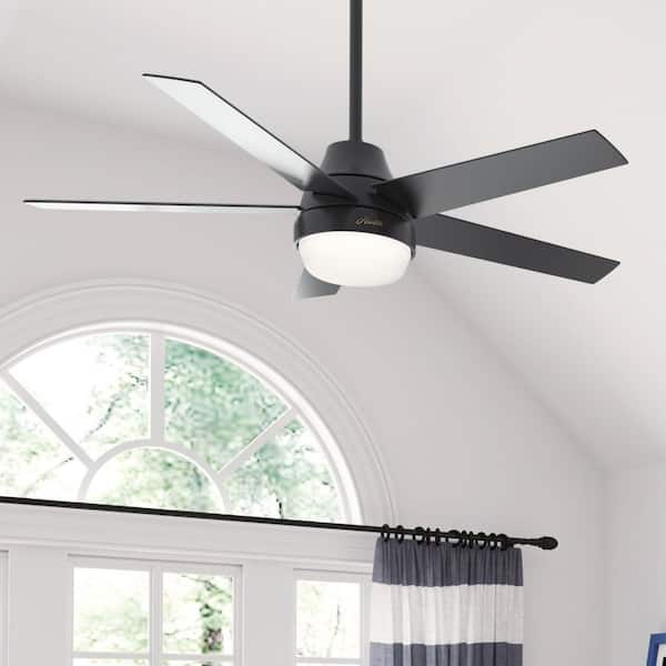 Hunter 52 in. Aerodyne Wi-Fi Matte Black Smart Ceiling Fan with LED Light Kit and Handheld Remote