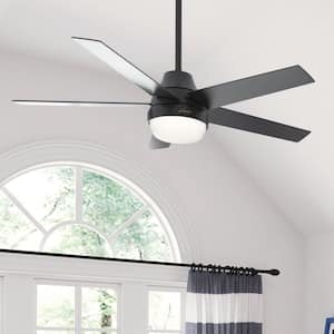 Aerodyne 52 in. Indoor Matte Black Smart Ceiling Fan with Light Kit and Remote Control