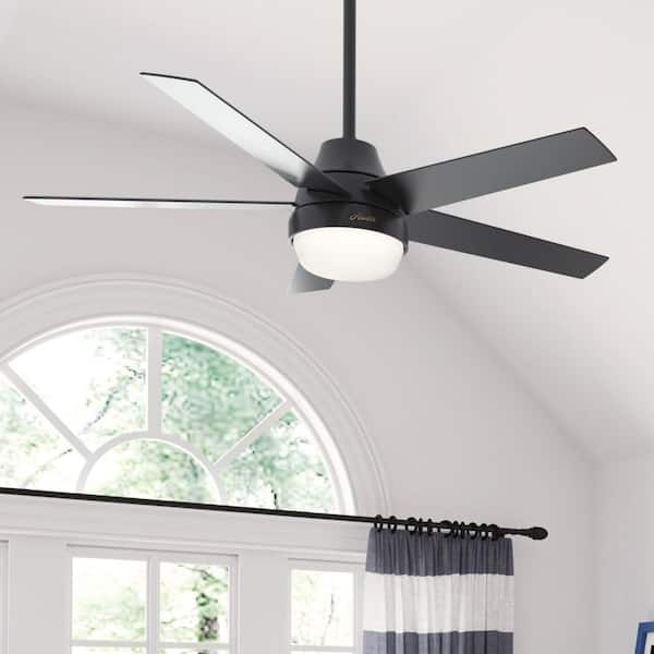 Aerodyne 52 in. Indoor Matte Black Smart Ceiling Fan with Light Kit and Remote Control