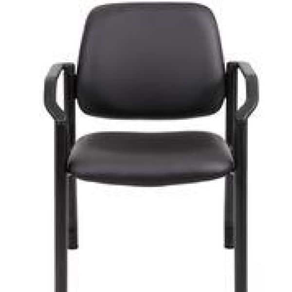 Black Mesh and Vinyl Mid-Back Guest Chair with Metal Frame